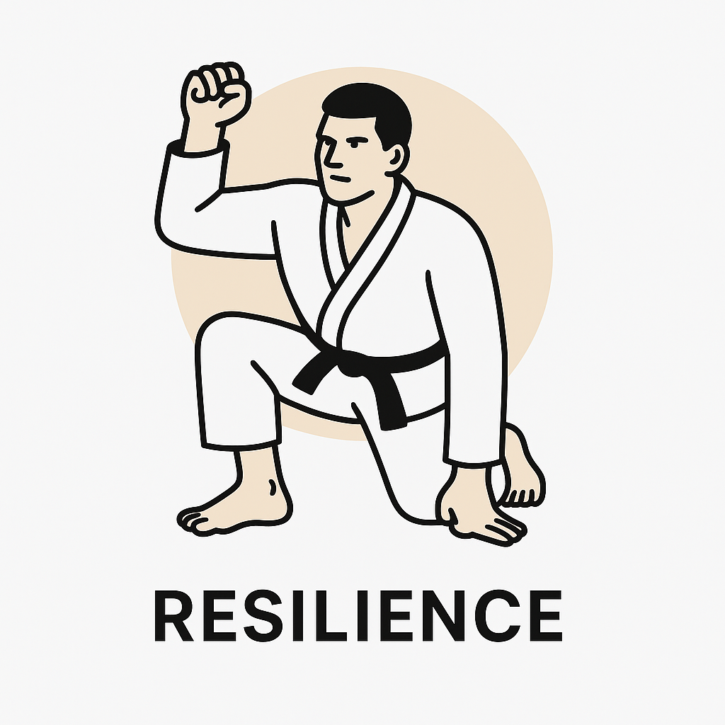 jiujitsuka un genou a terre symbolisant la résilience